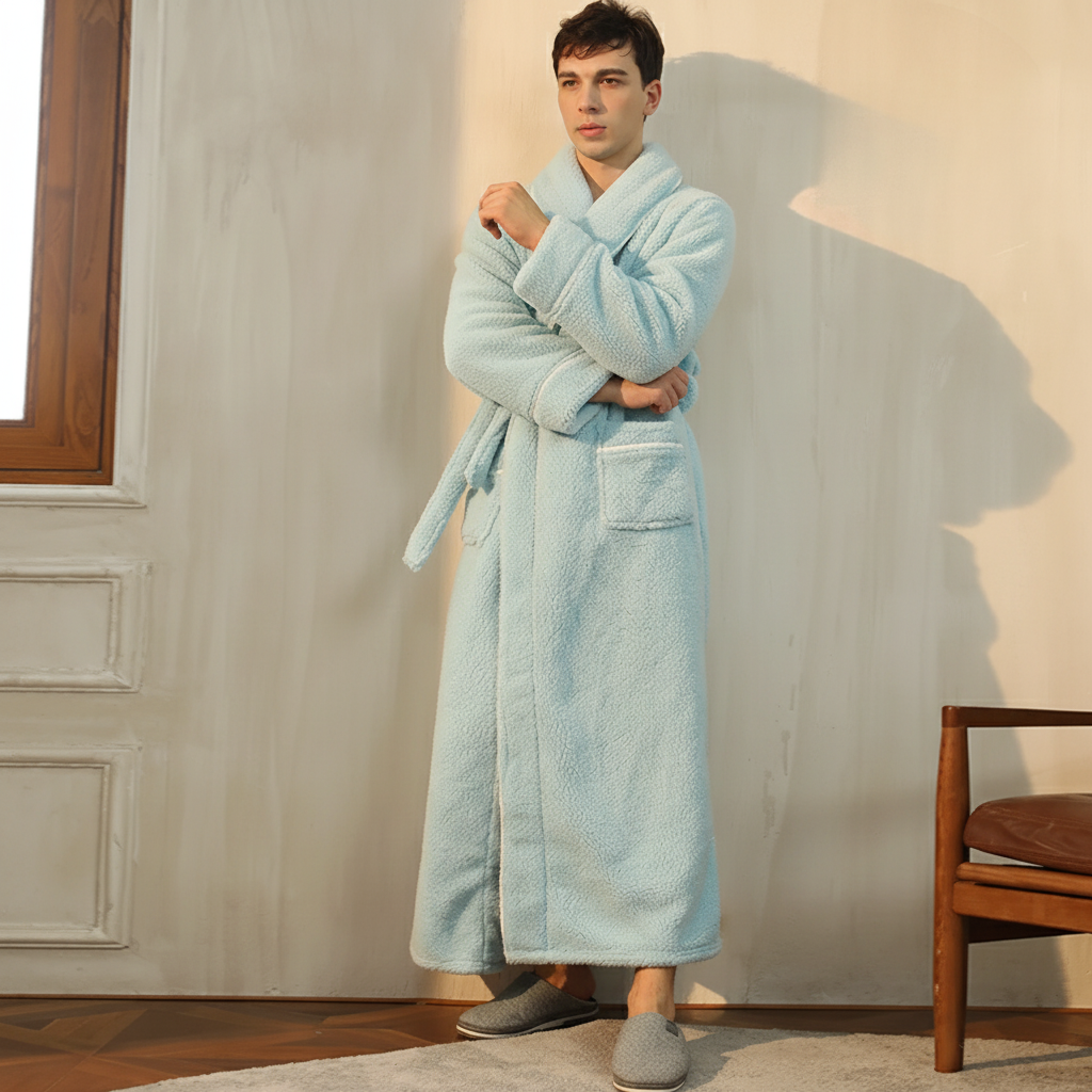 Cozy Winter Bathrobe with Long Sleeves – Warm Lounge Robe