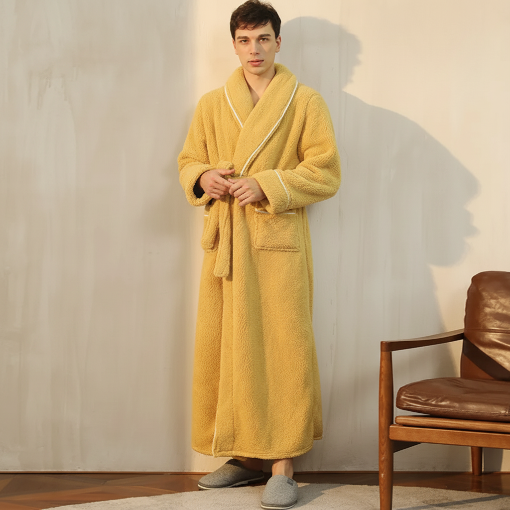 Cozy Winter Bathrobe with Long Sleeves – Warm Lounge Robe