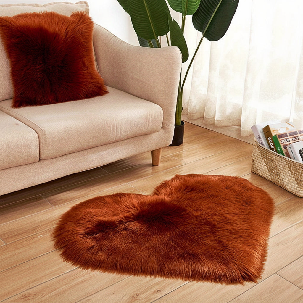 Heart-Shaped Plush Area Rug – Acrylic Indoor Floor Mat for Cozy, Stylish Floors