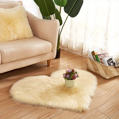 Heart-Shaped Plush Area Rug – Acrylic Indoor Floor Mat for Cozy, Stylish Floors