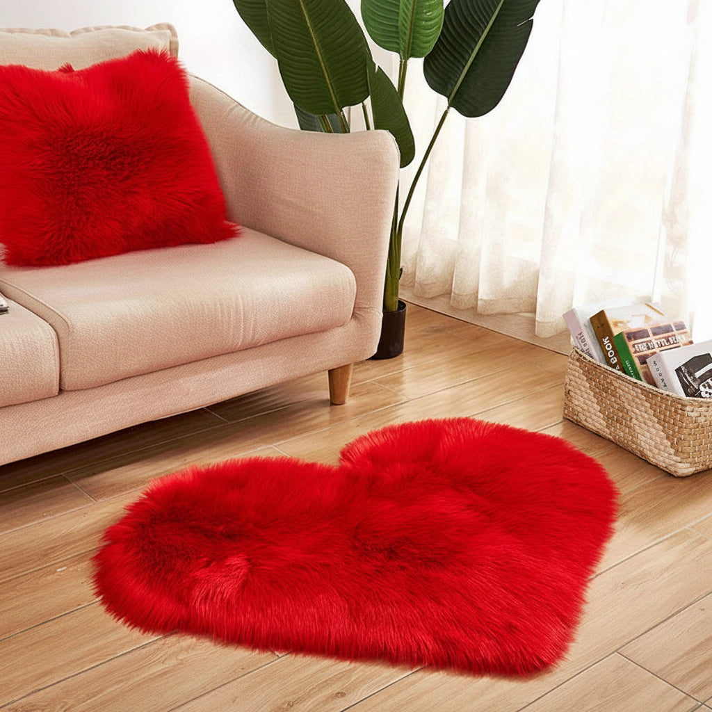 Heart-Shaped Plush Area Rug – Acrylic Indoor Floor Mat for Cozy, Stylish Floors