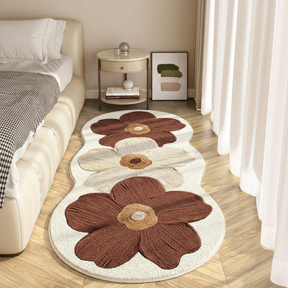 Floral Area Rug - Irregular Shape, Soft Bedroom Floor Mat