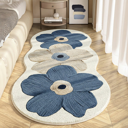 Floral Area Rug - Irregular Shape, Soft Bedroom Floor Mat