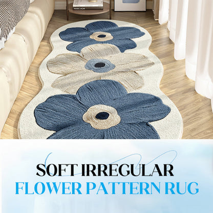 Floral Area Rug - Irregular Shape, Soft Bedroom Floor Mat