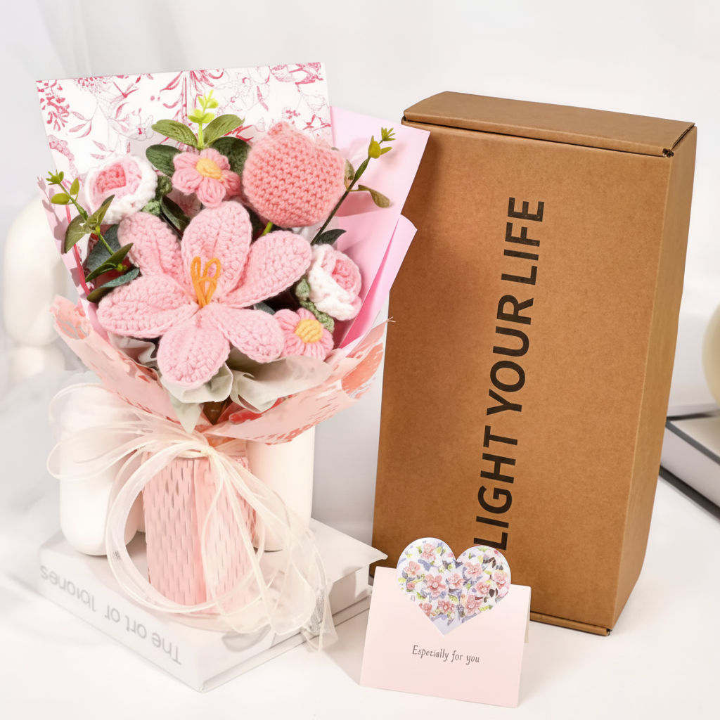 Elegant Knitted Tulip Bouquet for Home Decor Display
