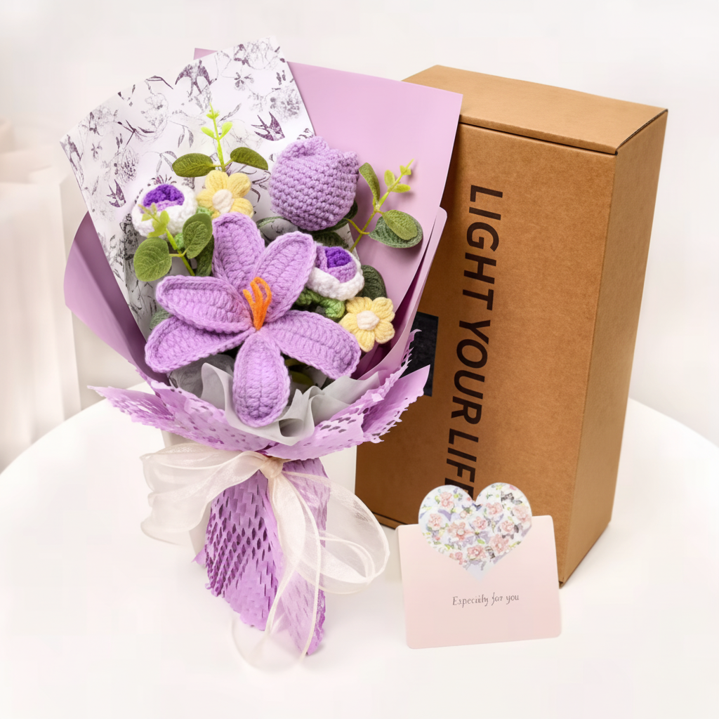 Elegant Knitted Tulip Bouquet for Home Decor Display