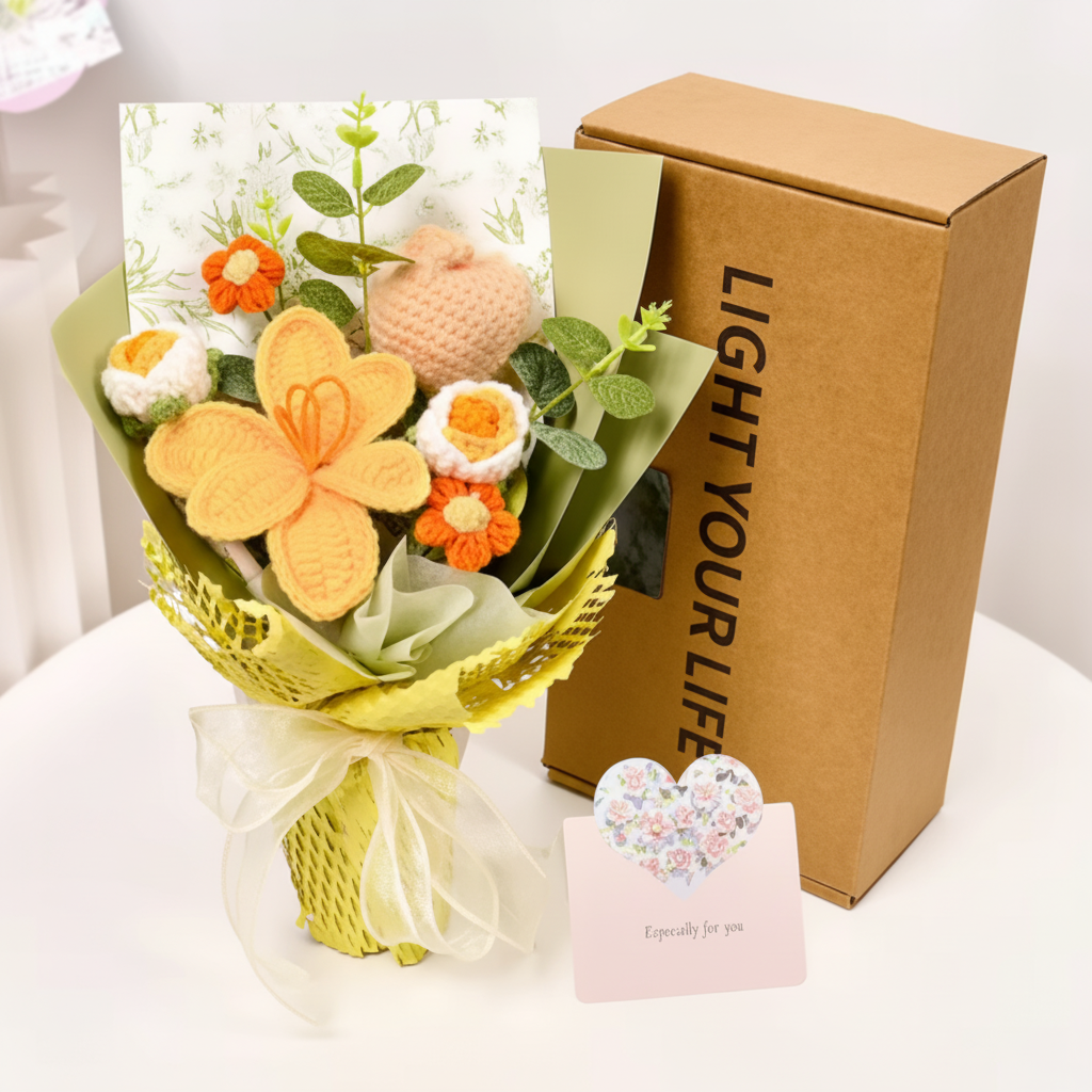 Elegant Knitted Tulip Bouquet for Home Decor Display