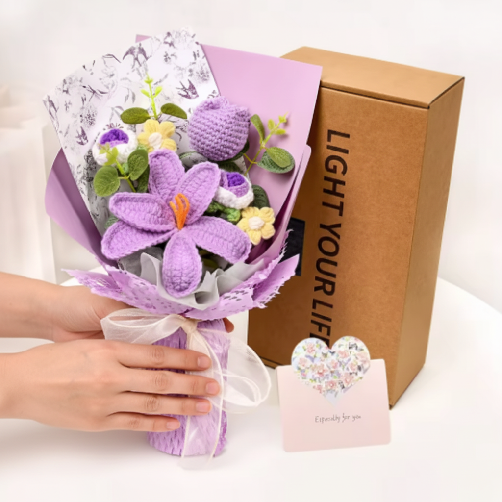 Elegant Knitted Tulip Bouquet for Home Decor Display