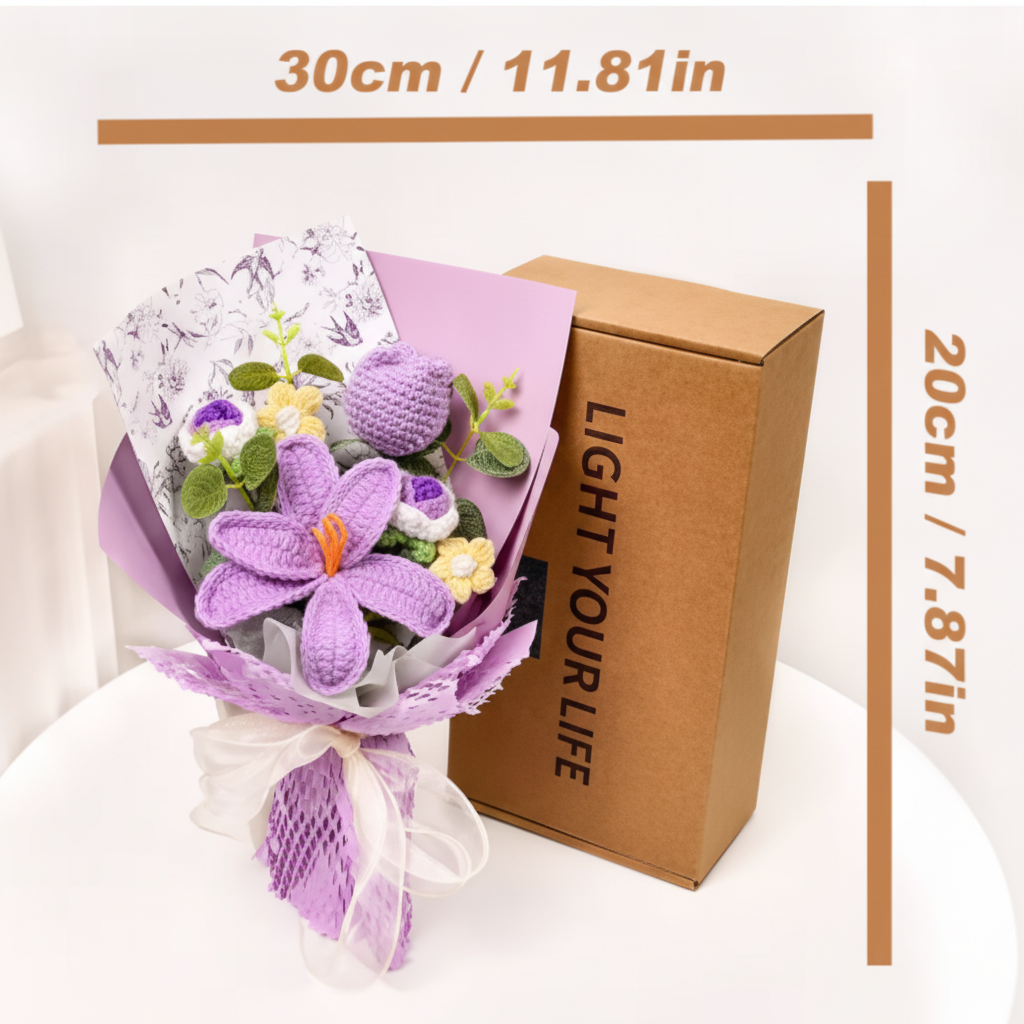 Elegant Knitted Tulip Bouquet for Home Decor Display