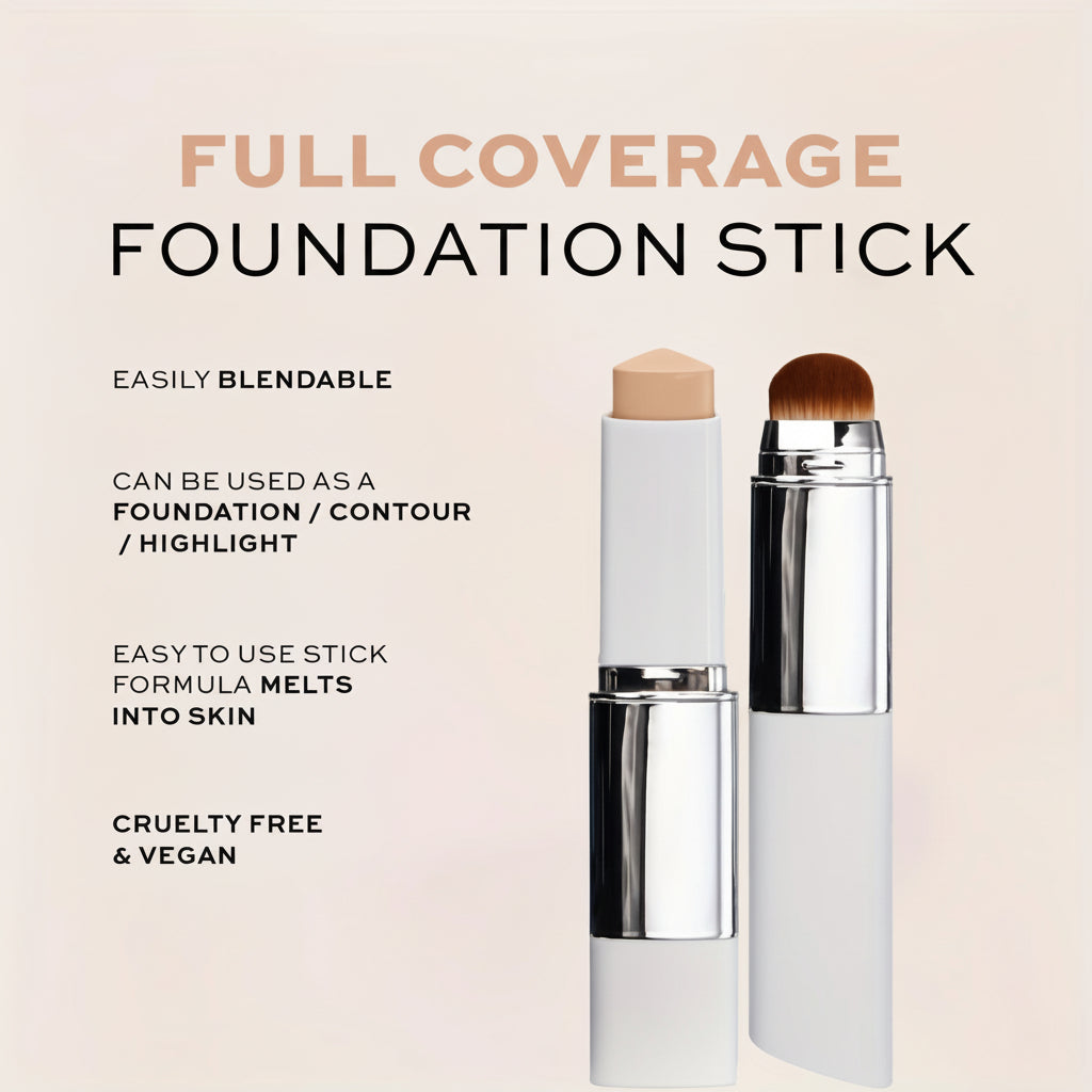Color-Changing Hydrating Foundation Stick with Cream Texture and Soft Brush