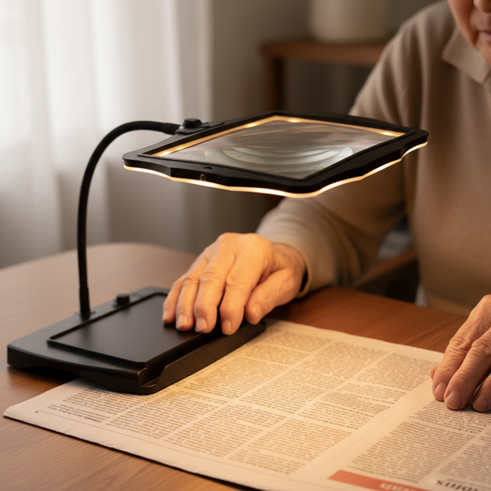 Adjustable Table Lamp with Magnifying Lens – Perfect Reading Light