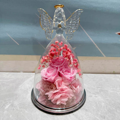 Angel Light Glass Dome Preserved Rose - Elegant Floral Gift Display