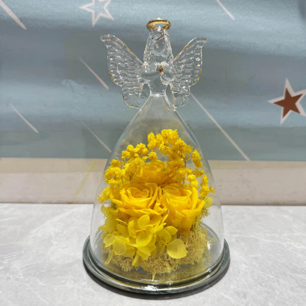 Angel Light Glass Dome Preserved Rose - Elegant Floral Gift Display