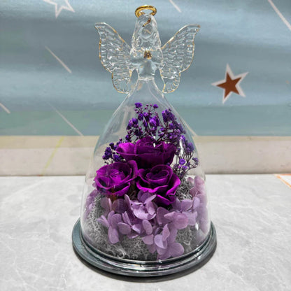 Angel Light Glass Dome Preserved Rose - Elegant Floral Gift Display