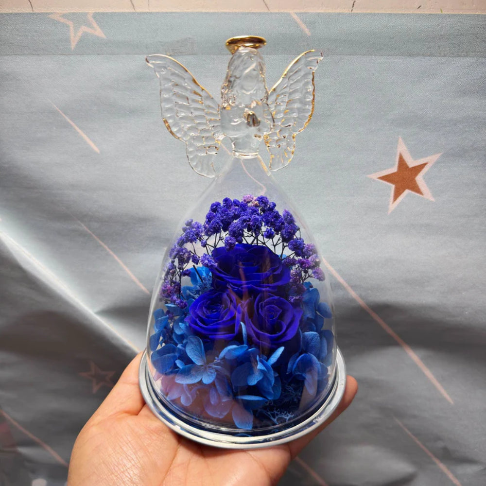 Angel Light Glass Dome Preserved Rose - Elegant Floral Gift Display