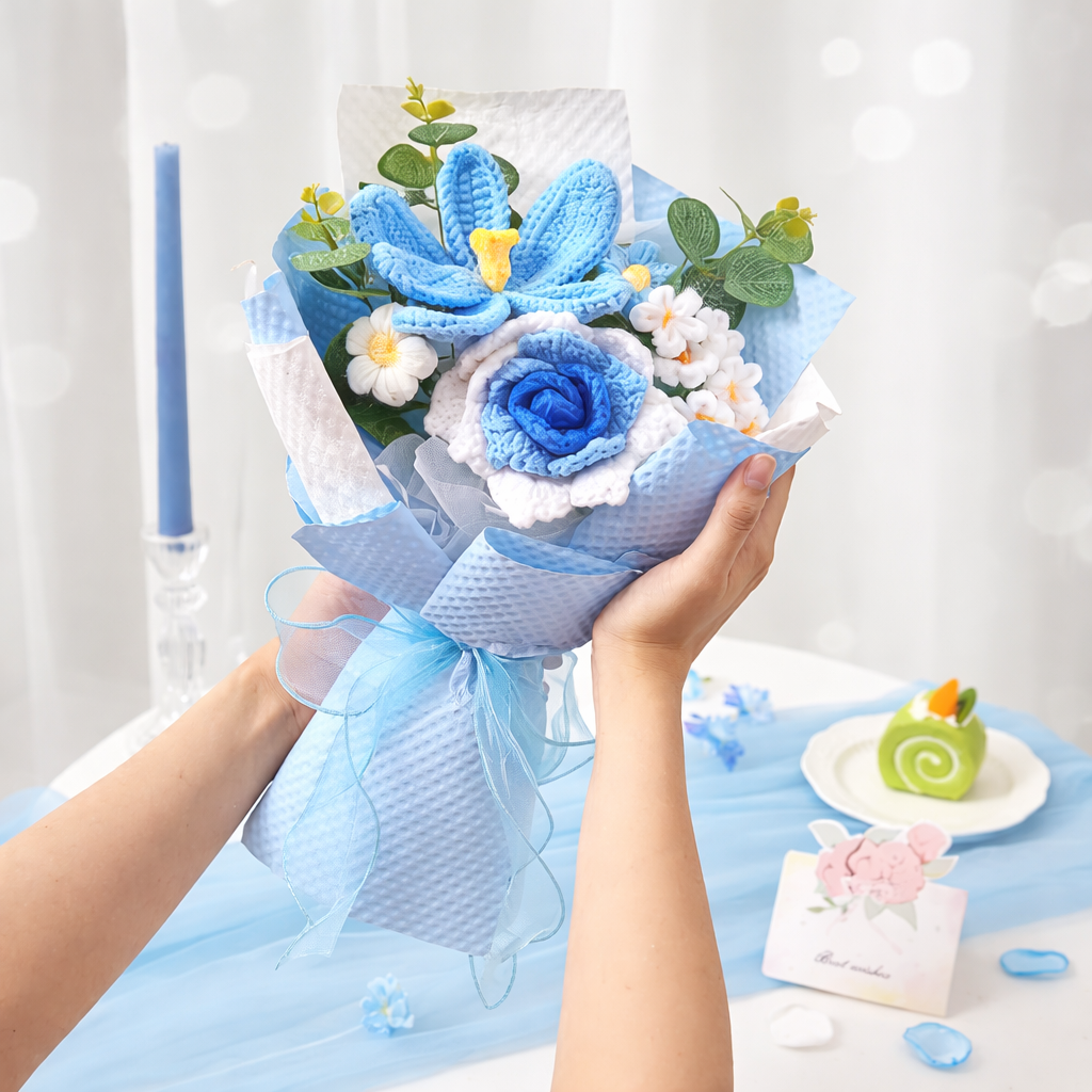 Crochet Flower Bouquet - Mother's Day Gift, Handmade Home Decor Arrangement
