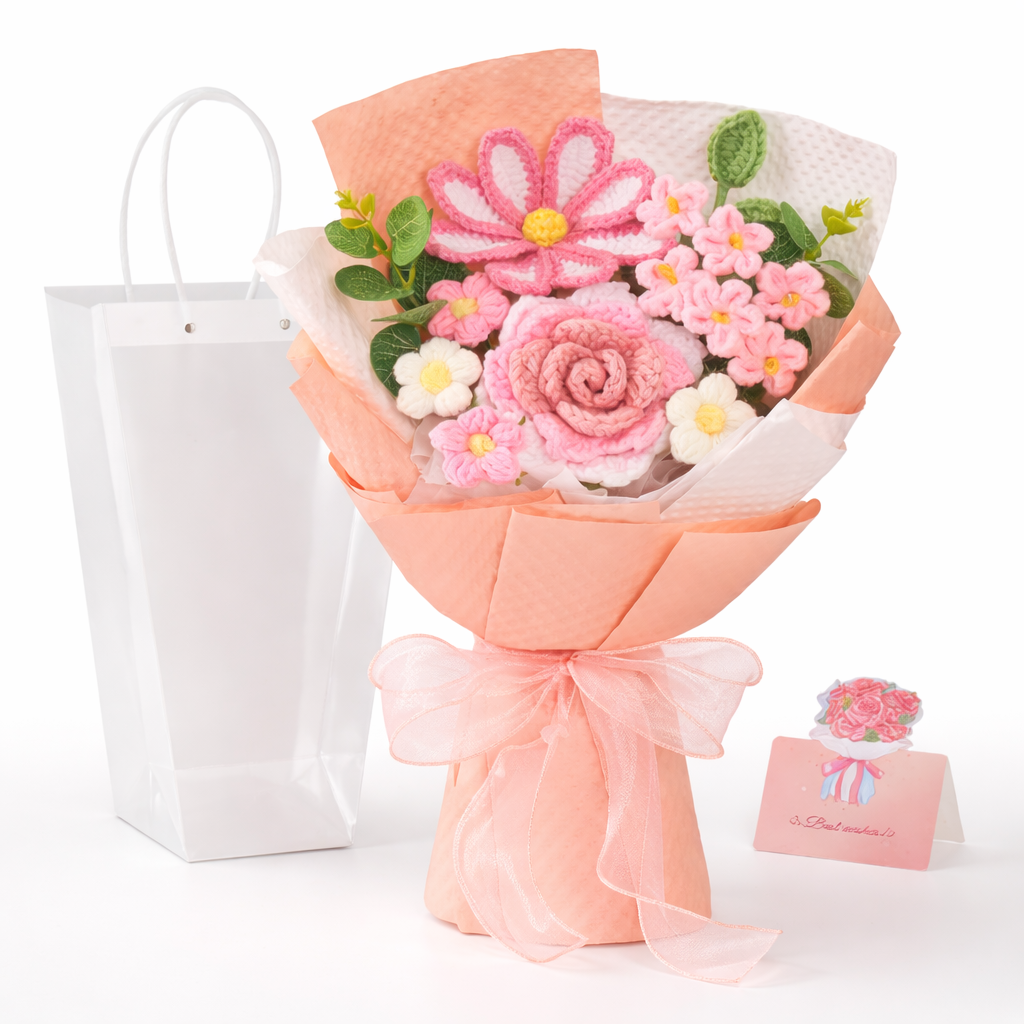 Crochet Flower Bouquet - Mother's Day Gift, Handmade Home Decor Arrangement