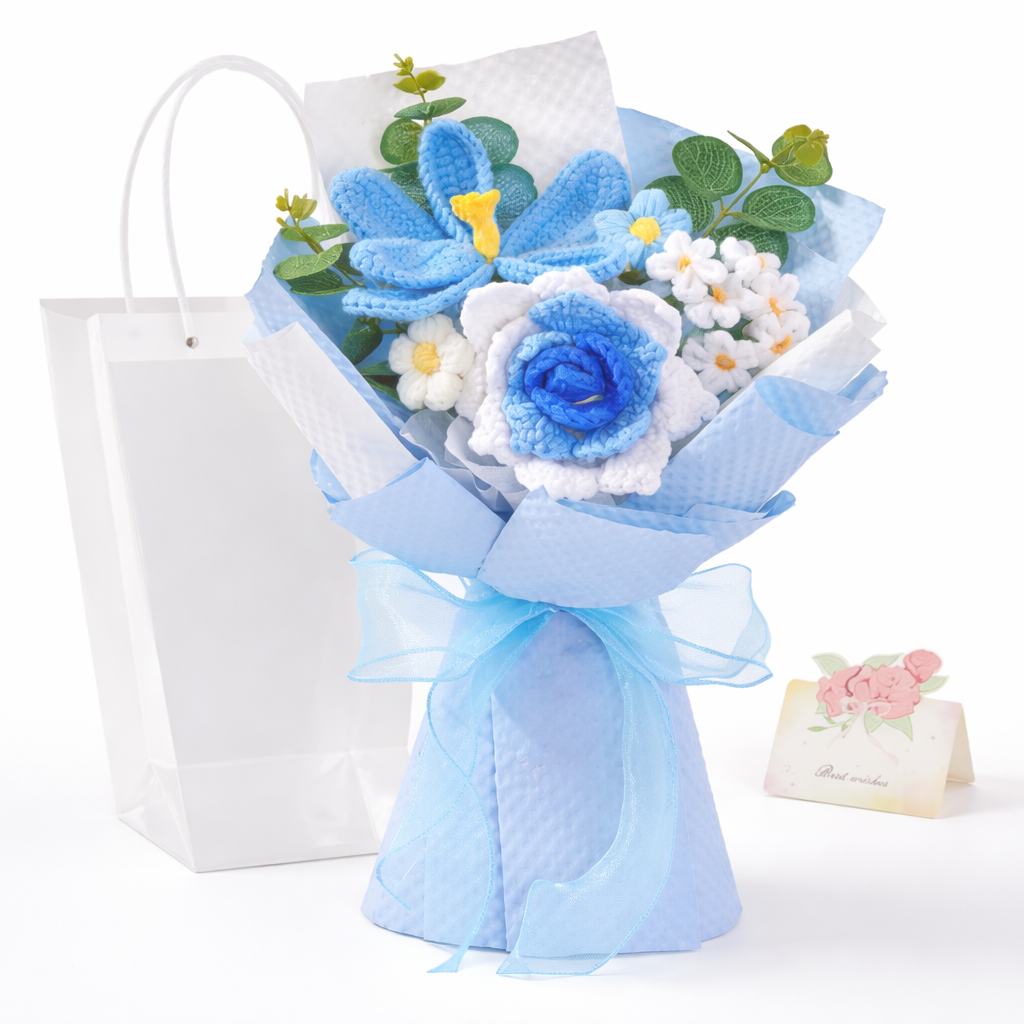Crochet Flower Bouquet - Mother's Day Gift, Handmade Home Decor Arrangement