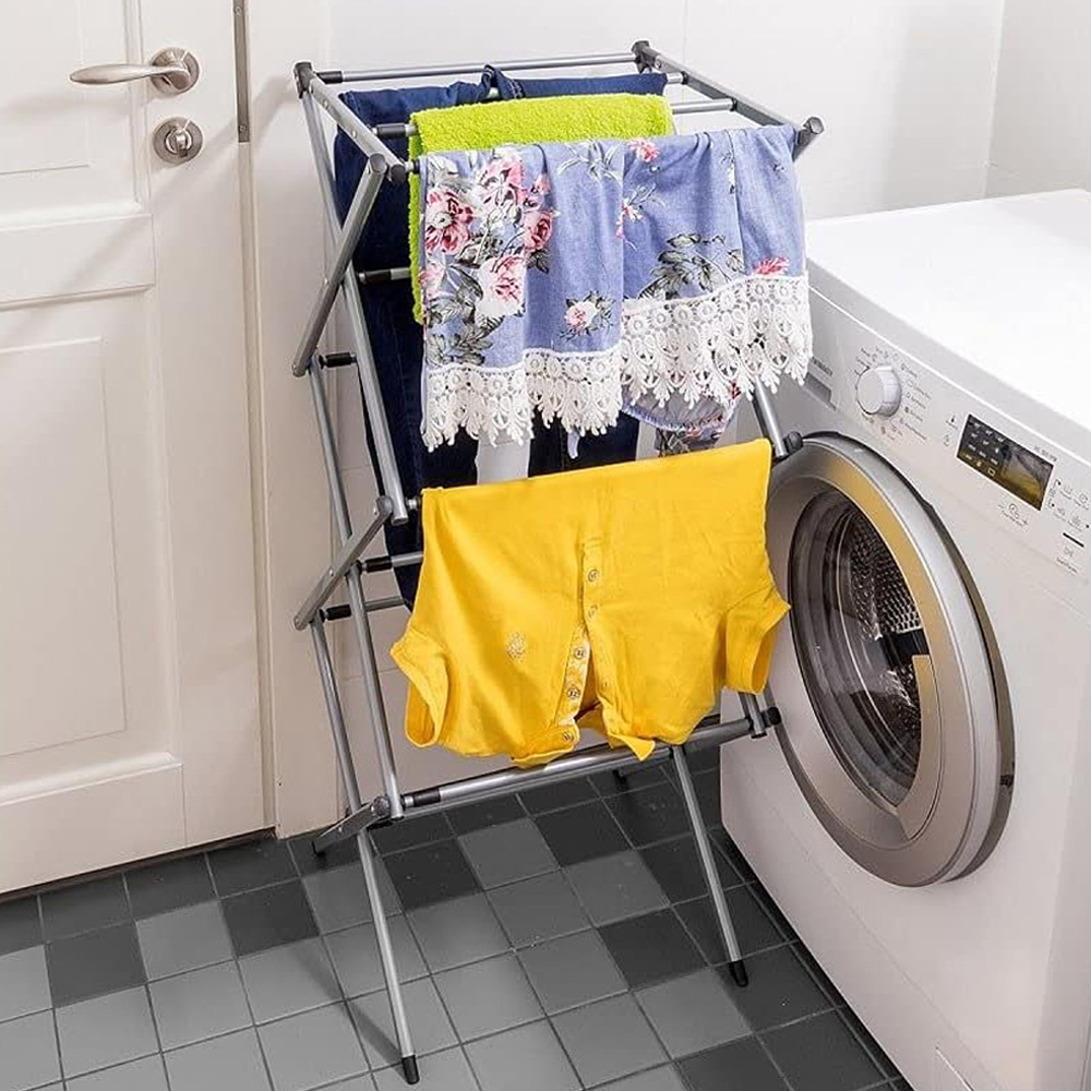 Foldable Chrome Laundry Drying Rack – Space-Saving, Durable Metal Construction