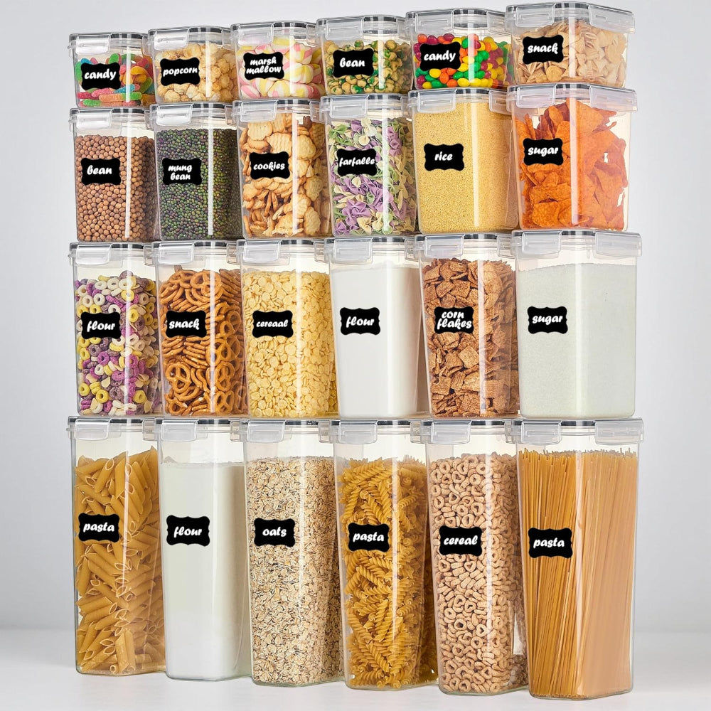 Airtight Stackable Food Storage Containers – Clear Kitchen Set for Fresh, Organized Pantry