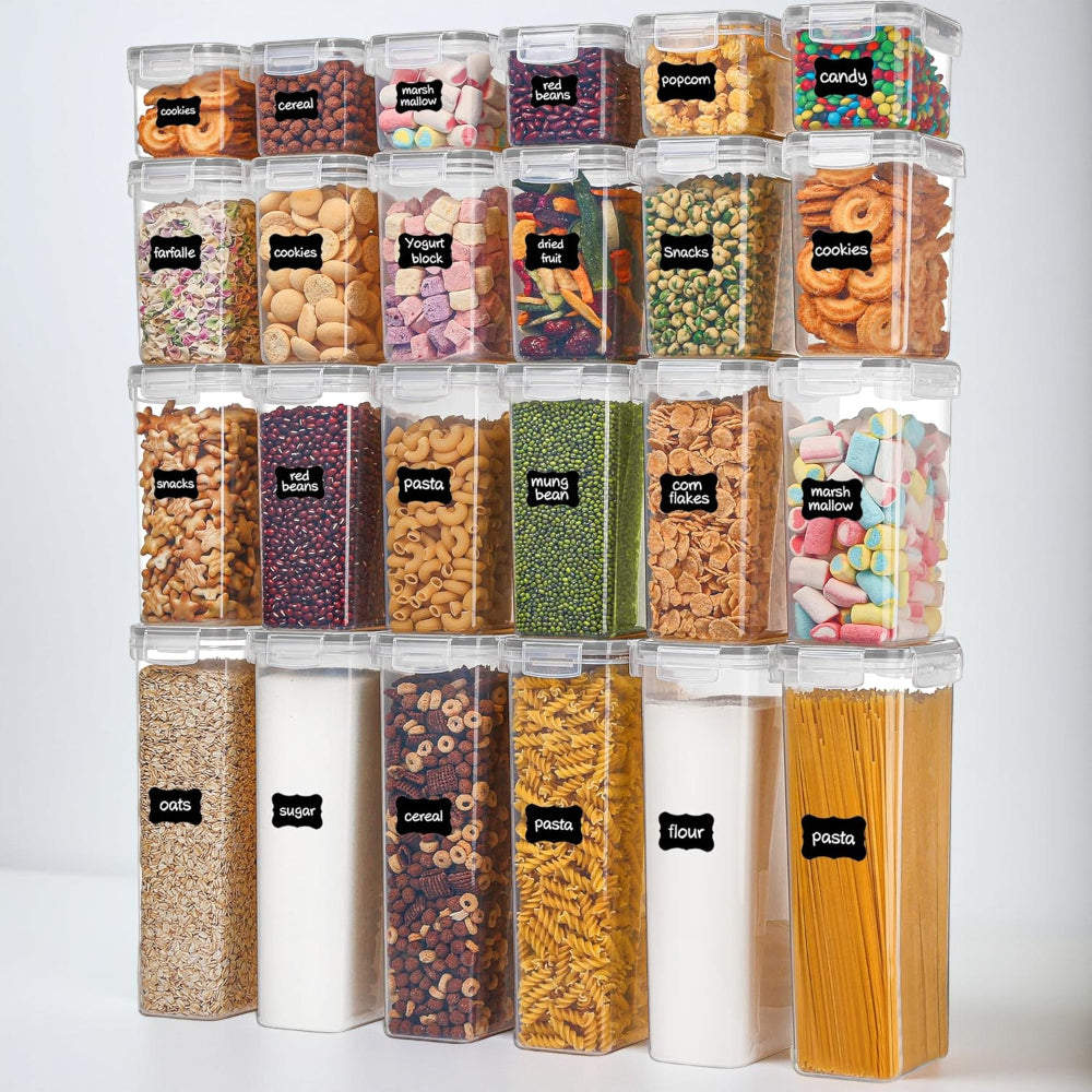 Airtight Stackable Food Storage Containers – Clear Kitchen Set for Fresh, Organized Pantry