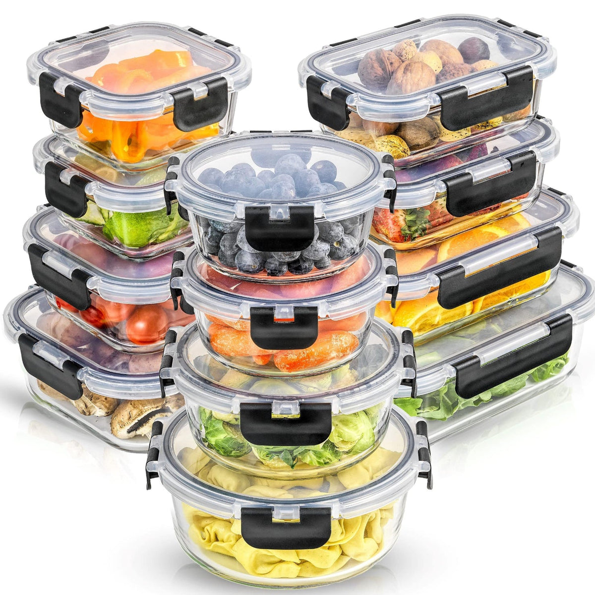 Glass Food Storage Containers Set – Airtight, Stackable for Meal Prep