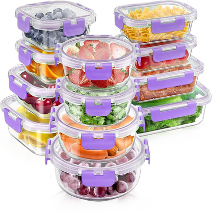 Glass Food Storage Containers Set – Airtight, Stackable for Meal Prep