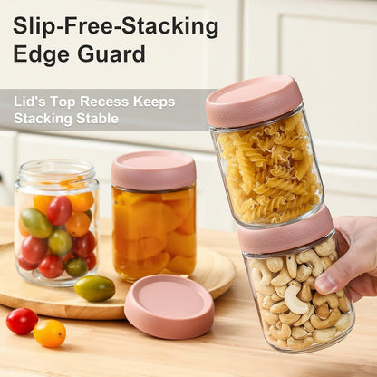 Airtight Glass Food Storage Jars – Stackable Kitchen Containers Set for Freshness and Pantry Organization