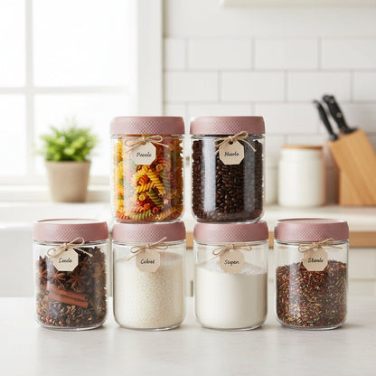 Airtight Glass Food Storage Jars – Stackable Kitchen Containers Set for Freshness and Pantry Organization