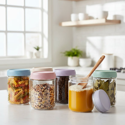 Airtight Glass Food Storage Jars – Stackable Kitchen Containers Set for Freshness and Pantry Organization