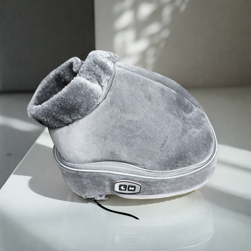 Cozy Heated Foot Massager Slippers with Plush Comfort and Gentle Vibration