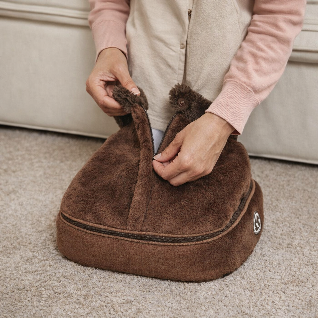 Cozy Heated Foot Massager Slippers with Plush Comfort and Gentle Vibration