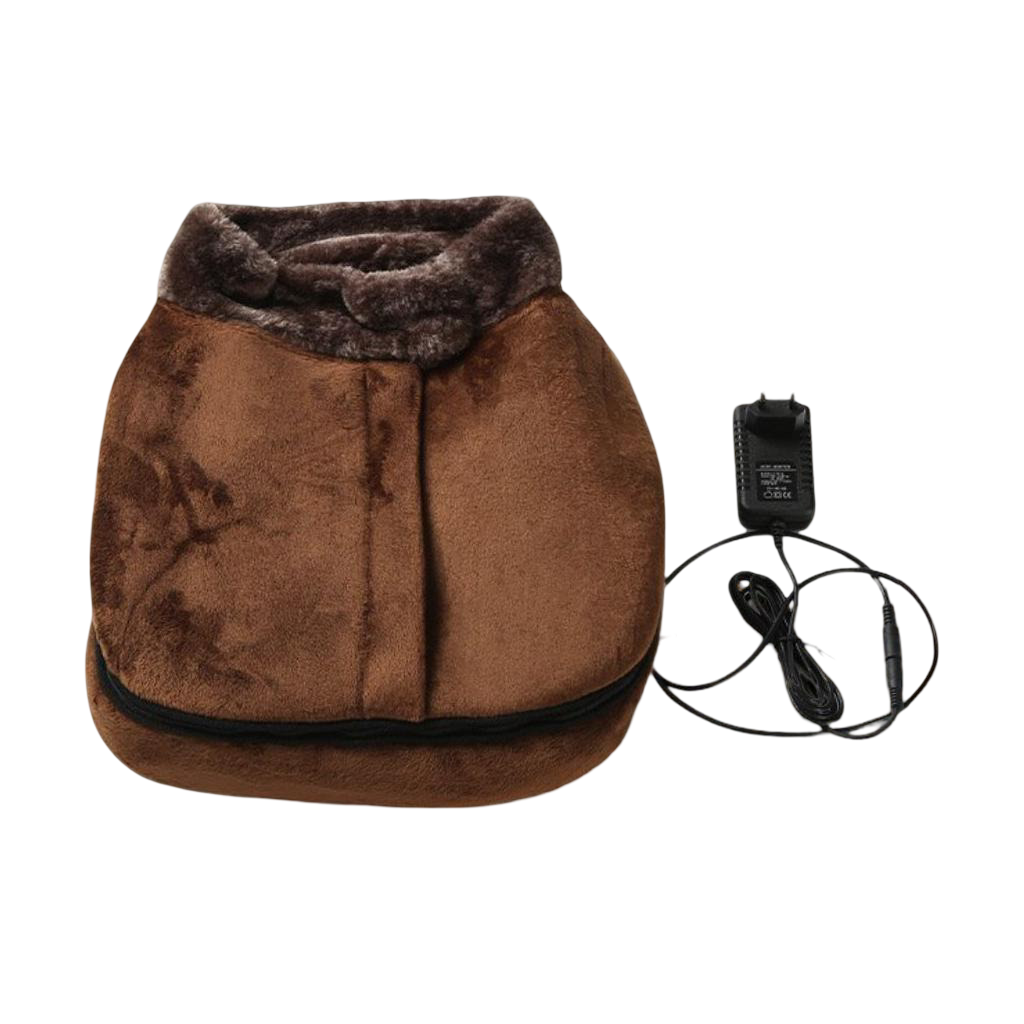 Cozy Heated Foot Massager Slippers with Plush Comfort and Gentle Vibration
