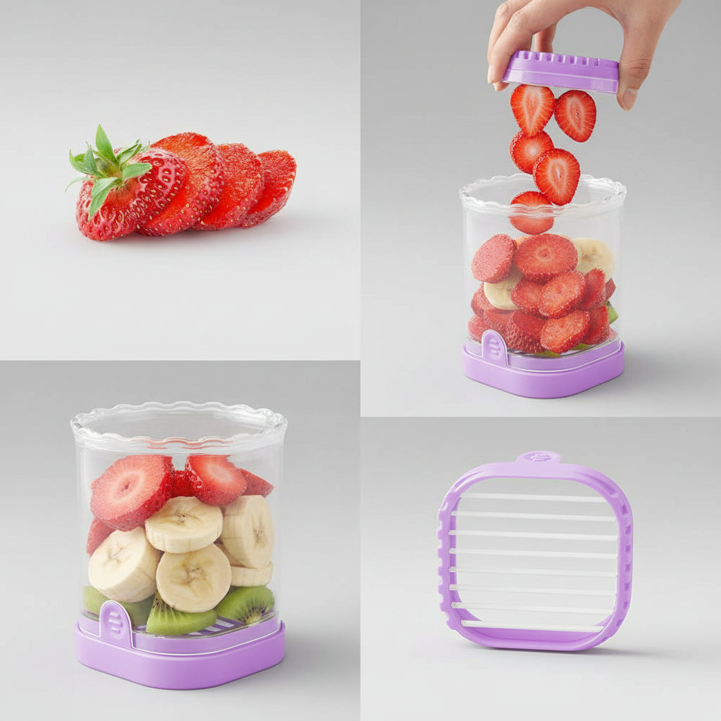 8-Blade Fruit Slicer – Easy-to-Use Strawberry Cutter for Quick Fruit Salads