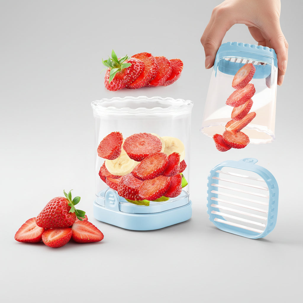 8-Blade Fruit Slicer – Easy-to-Use Strawberry Cutter for Quick Fruit Salads