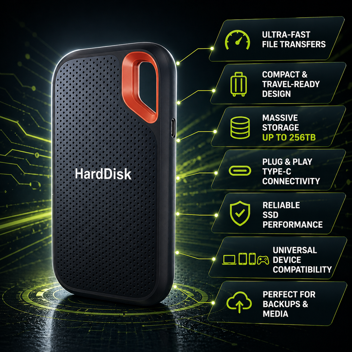 Fast, Portable External Hard Drive for Rapid Data Storage