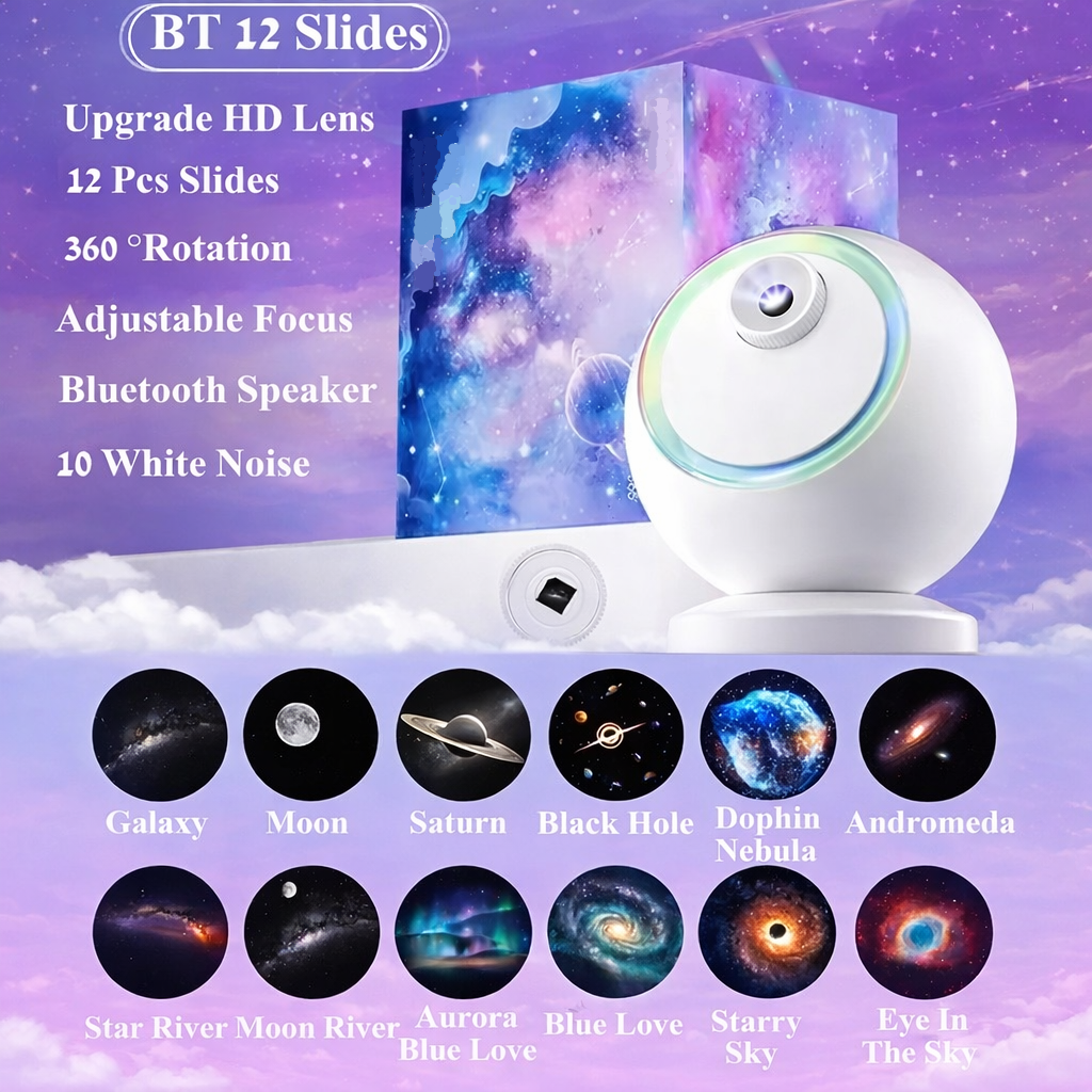 Bluetooth Star Projector Night Light — Rotating Galaxy LED Lamp