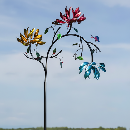 Colorful Butterfly Design Wind Chime - Outdoor Garden Spinner Decor