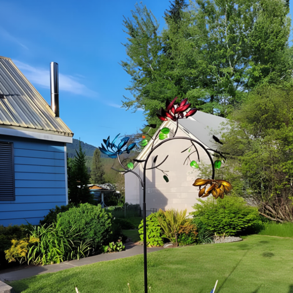 Colorful Butterfly Design Wind Chime - Outdoor Garden Spinner Decor
