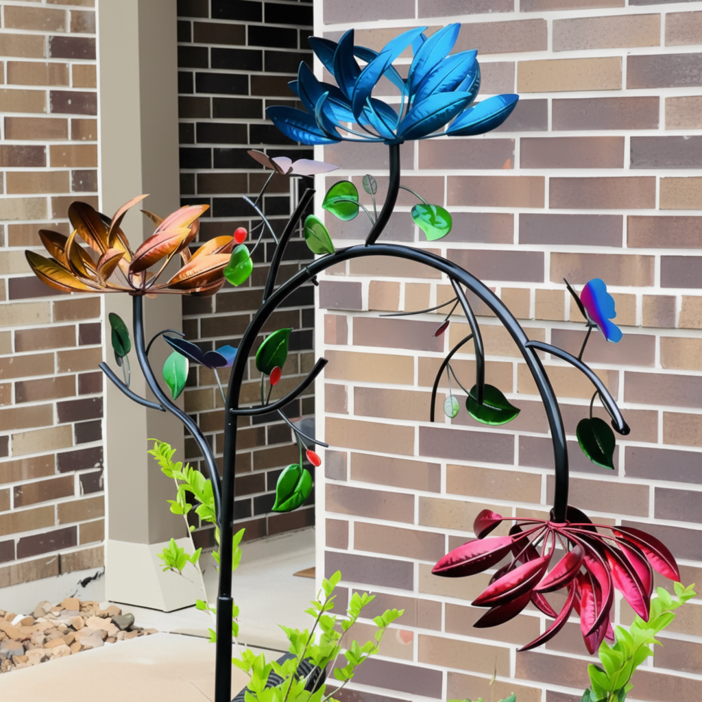 Colorful Butterfly Design Wind Chime - Outdoor Garden Spinner Decor