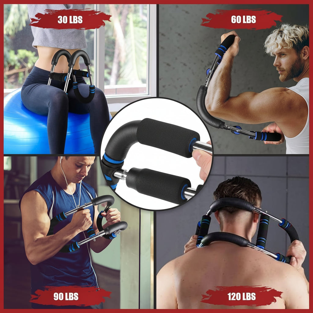 Adjustable Resistance Bands Chest Trainer – Steel Arm Exerciser for Upper Body Strength