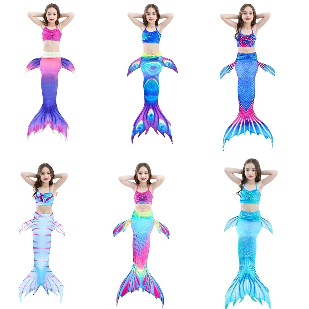 Girls' Mermaid Swimsuit — Three-Piece Tail Costume Set