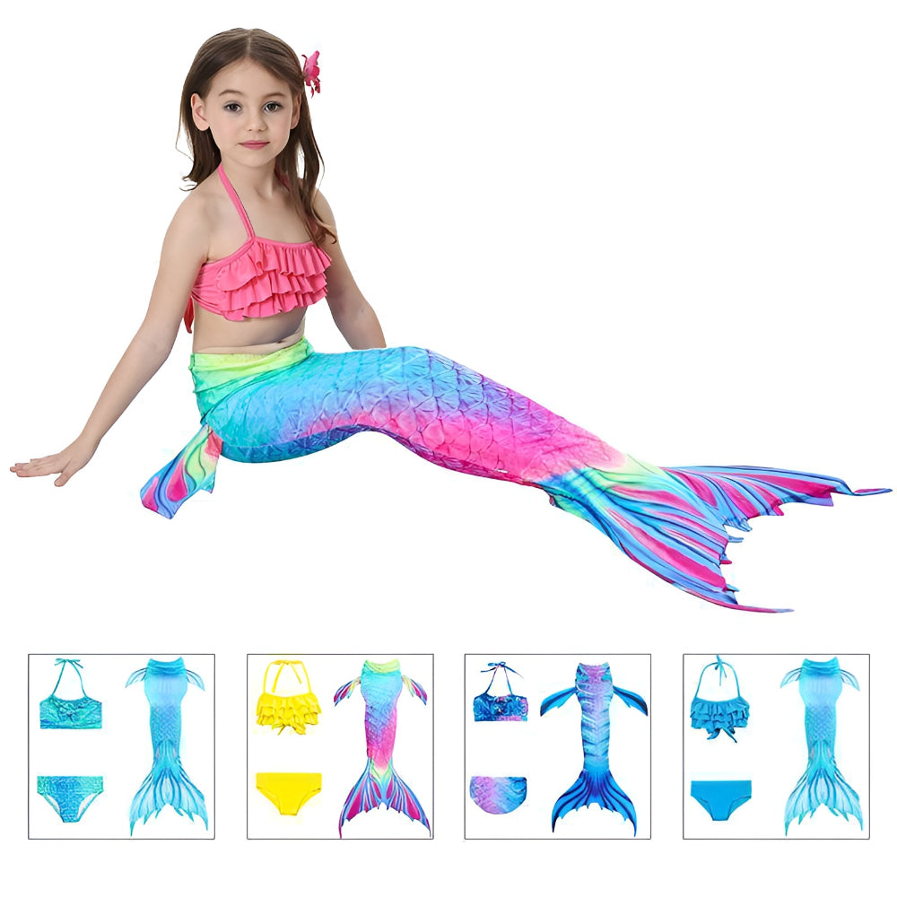 Girls' Mermaid Swimsuit — Three-Piece Tail Costume Set