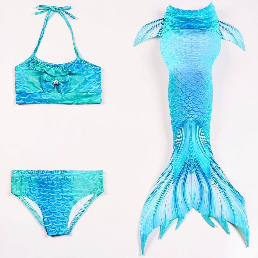 Girls' Mermaid Swimsuit — Three-Piece Tail Costume Set