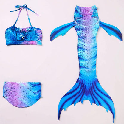 Girls' Mermaid Swimsuit — Three-Piece Tail Costume Set