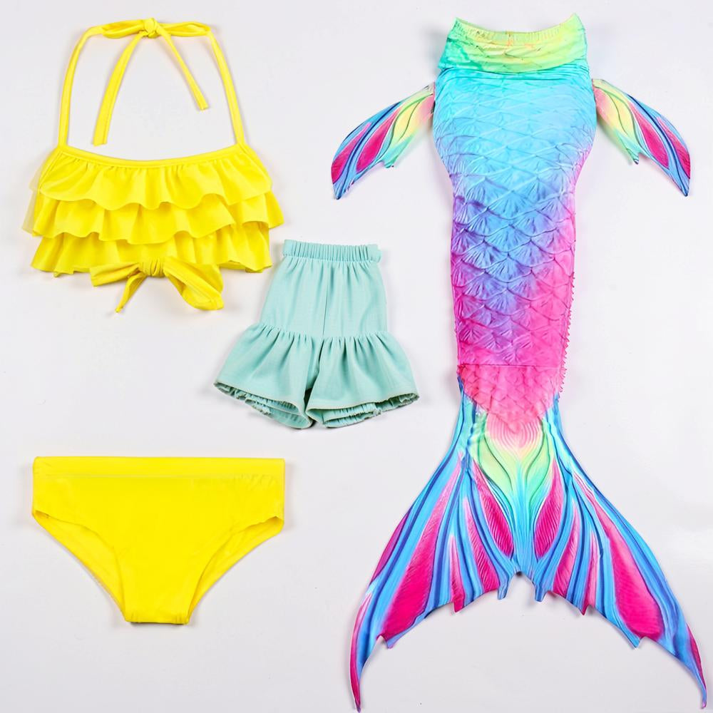 Girls' Mermaid Swimsuit — Three-Piece Tail Costume Set
