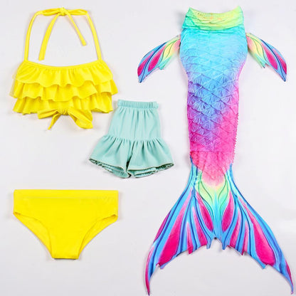 Girls' Mermaid Swimsuit — Three-Piece Tail Costume Set