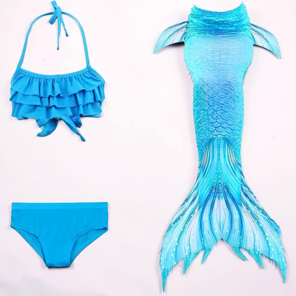 Girls' Mermaid Swimsuit — Three-Piece Tail Costume Set