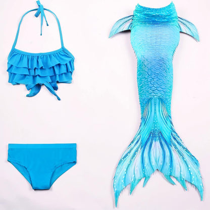 Girls' Mermaid Swimsuit — Three-Piece Tail Costume Set