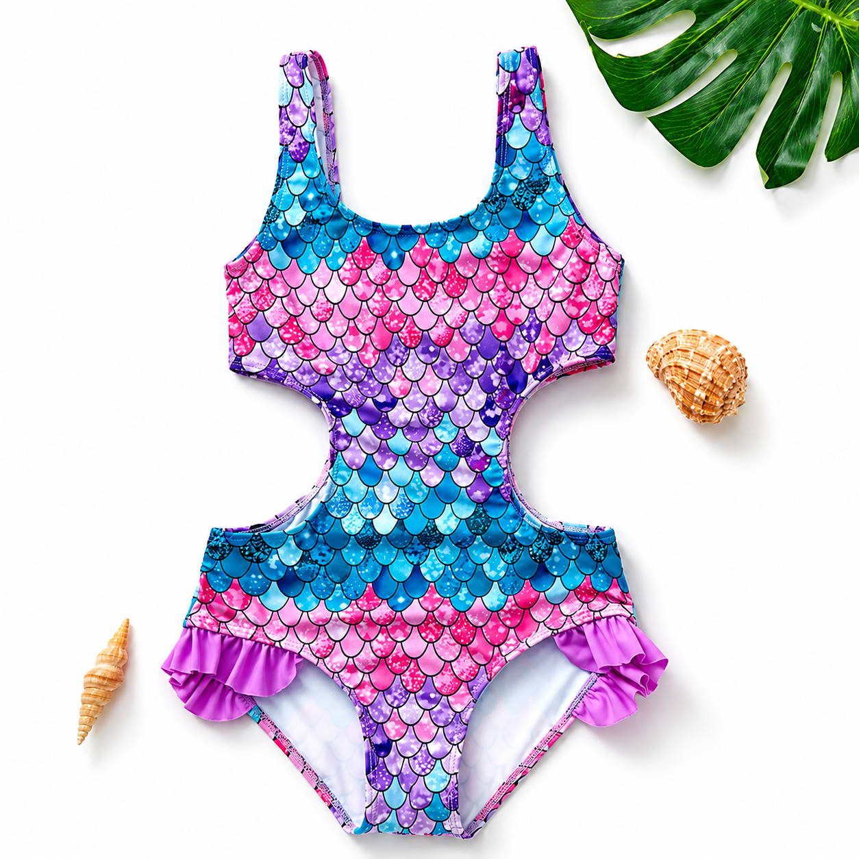 Girls' Two-Piece Ruffle Bikini Swimsuit for Kids - Cute